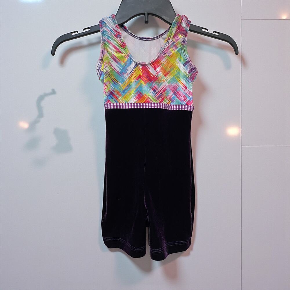 GK Girl's Toddler Gymnastic Suit Leotard Purple Velvet Size 3-4T Child Bodysuit - Picture 3 of 4